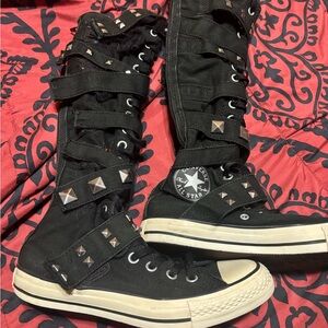 Converse Black High-Top Sneakers with Silver Accents